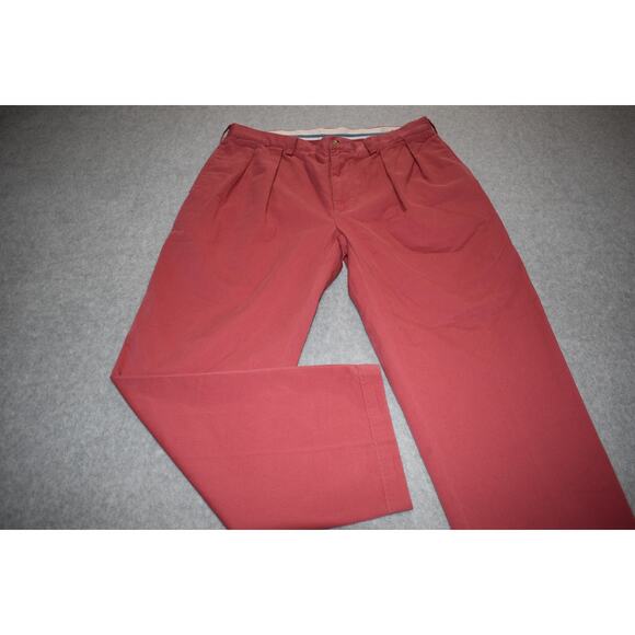 Polo Ralph Lauren Pants CHINOS Mens Size 36 x 30 Pink Cotton Pleated - Picture 2 of 8